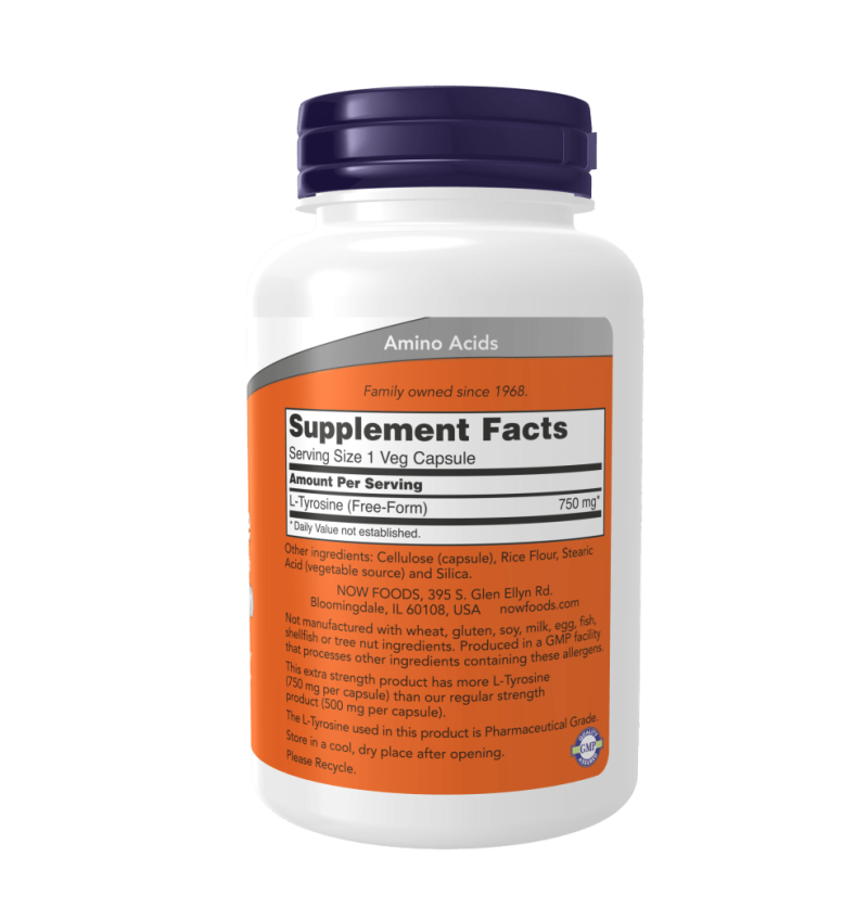 Now L-Tyrosine 750 mg, Extra Strength - Image 2
